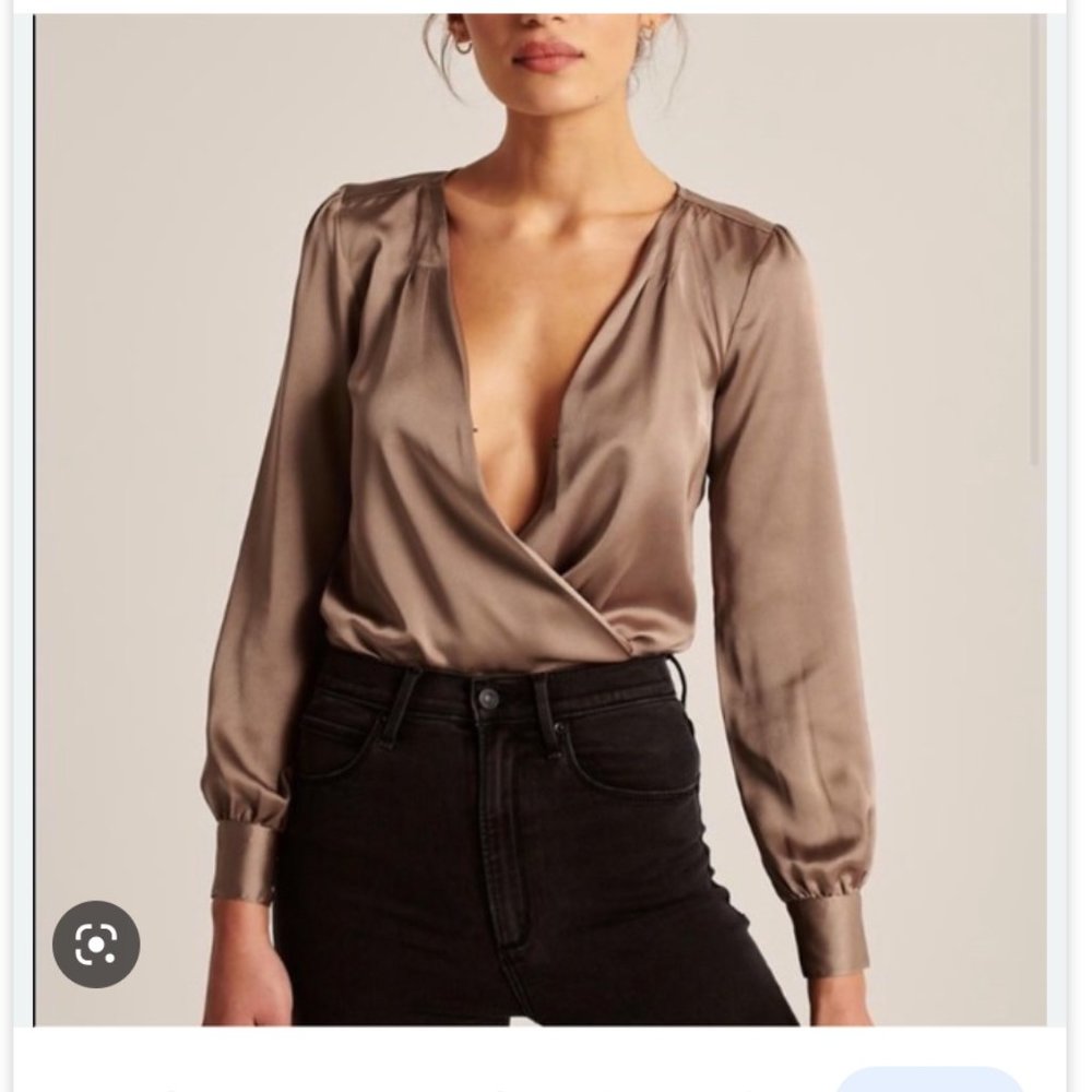 Abercrombie Fitch Brown Satin Bodysuit Small